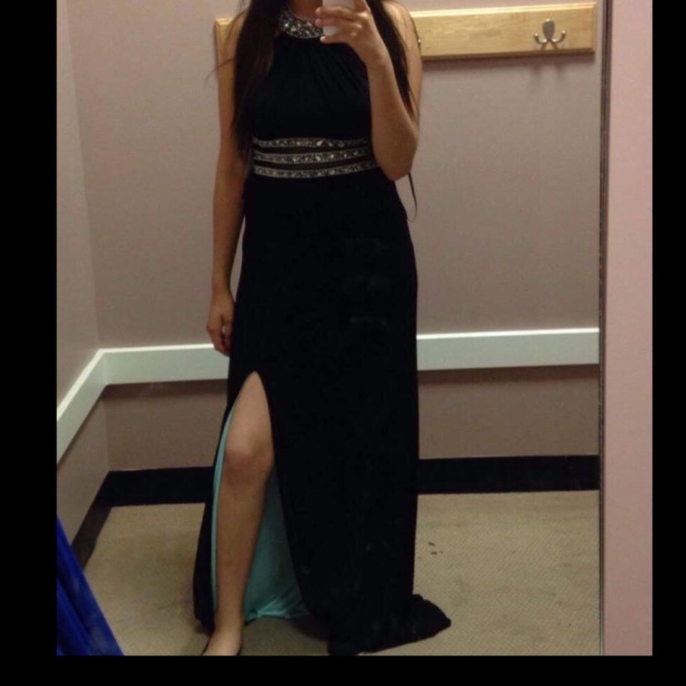 Black And Silver Beaded Prom Dress